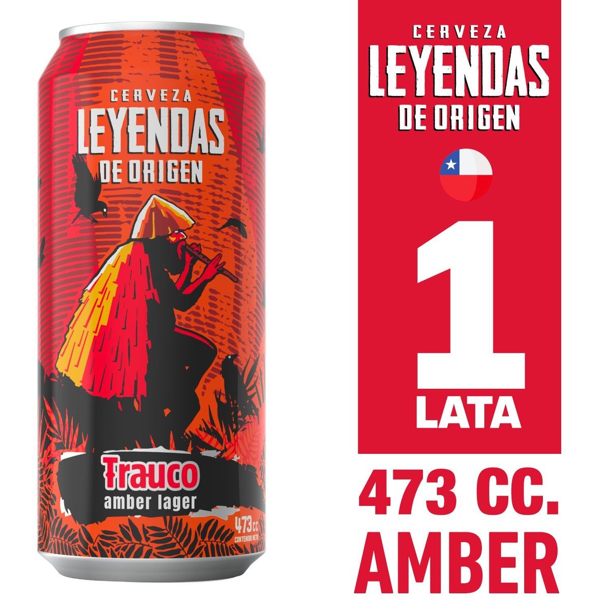 LEYENDAS DE ORIGEN - Cerveza Leyendas de Origen Trauco Amber Lager 5.5° 473 cc