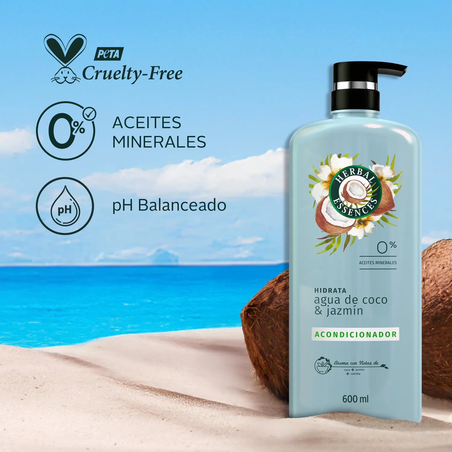 Acondicionador Agua De Coco y Jazmín Herbal Essences 600 Ml
