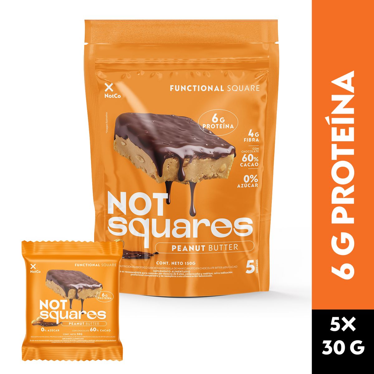 NOT SQUARES - Barras de Proteínas Not Squares Maní y Chocolate 150 g