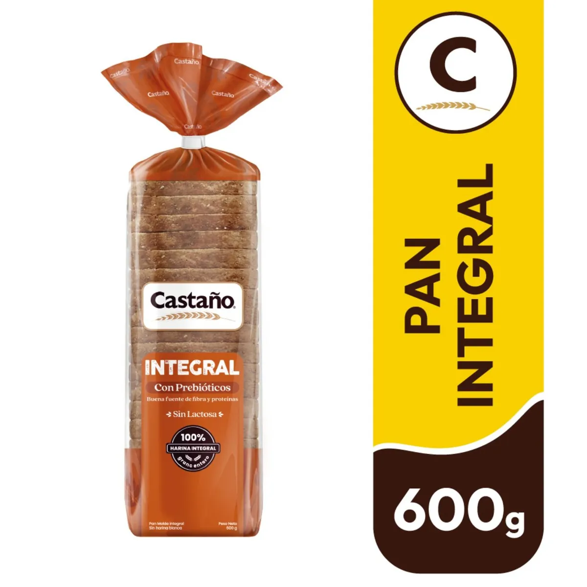 CASTAÑO - Pan de Molde Integral con Prebióticos Castaño 600 g