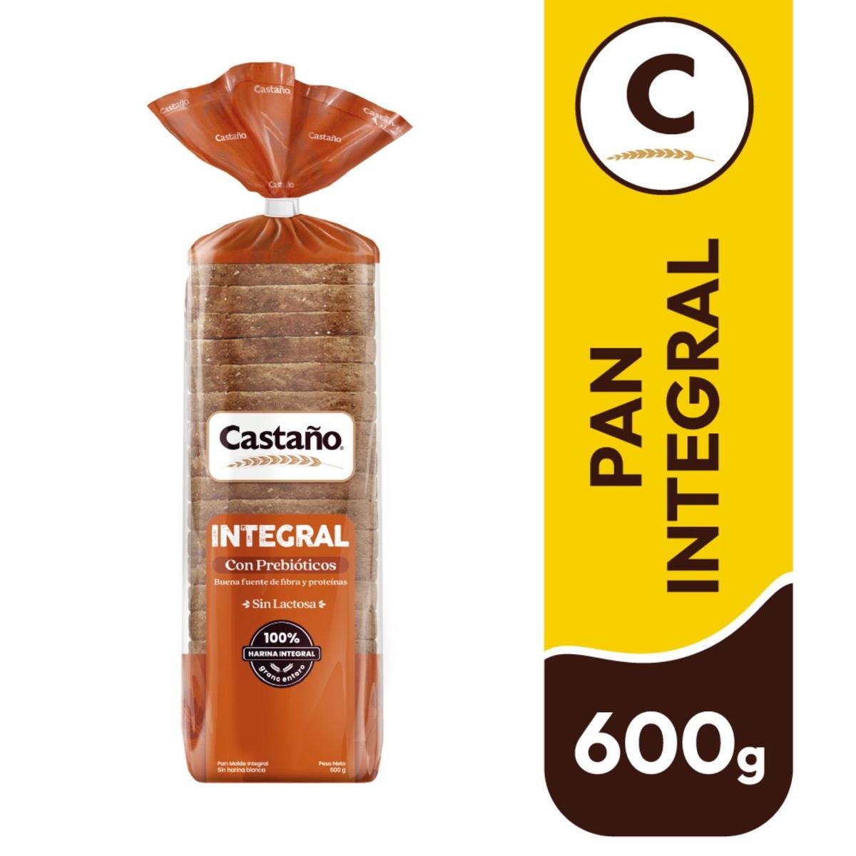 CASTAÑO - Pan de Molde Integral con Prebióticos Castaño 600 g