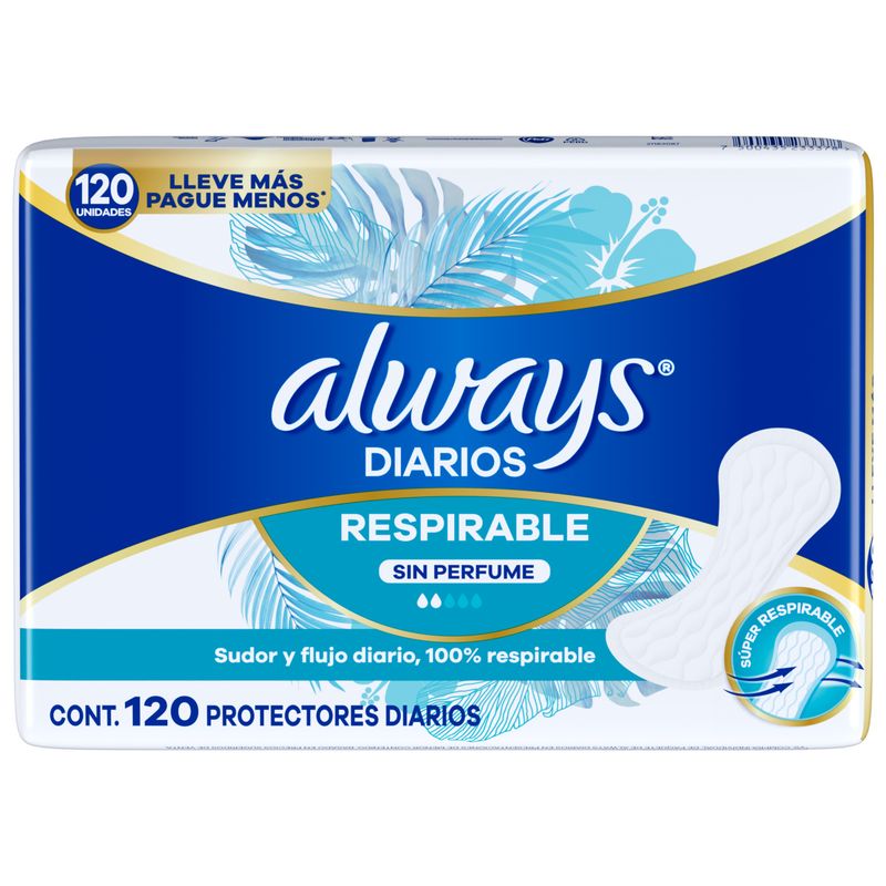 ALWAYS - Protectores Diarios Respirable Always 1 X 120 Un