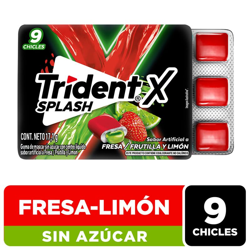 TRIDENT - Chicle Trident Splash Sabor Frutilla y Limón 17 g