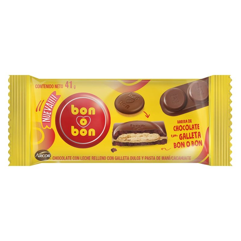 ARCOR - Chocolate con Galleta Bon o Bon 41 g