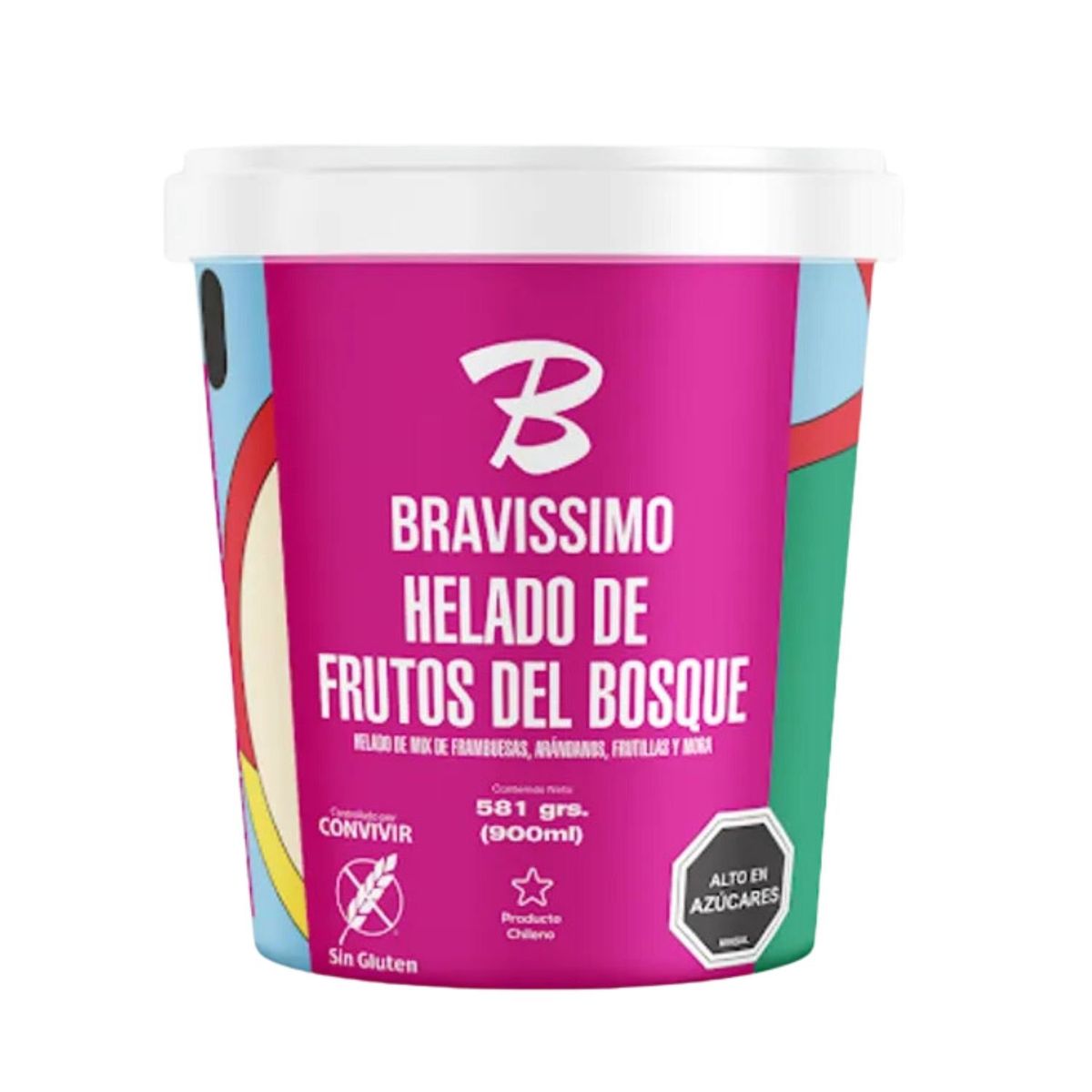 BRAVISSIMO - Helado de Leche Sabor Frutos del Bosque Bravissimo 900 ml