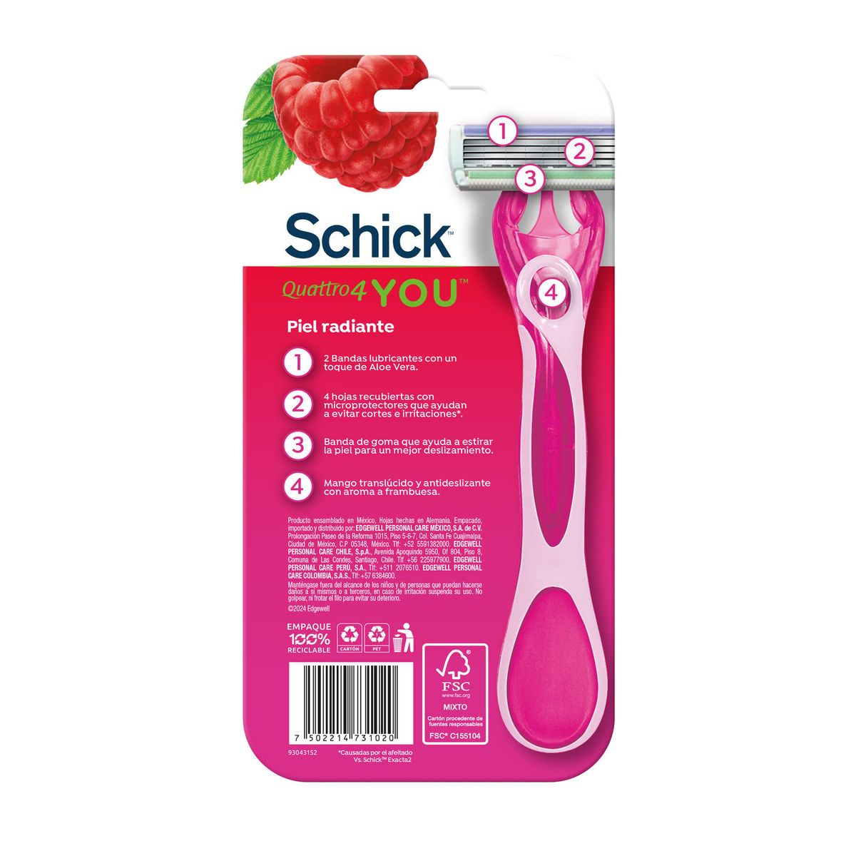 SCHICK - Máquina de Afeitar Desechable Aroma Frambuesa Schick Un