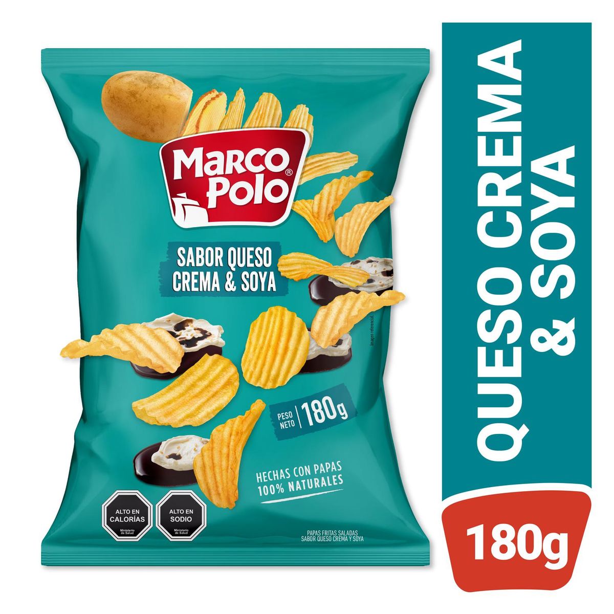 MARCO POLO - Papas Fritas Sabor Queso Crema y Soya Marco Polo 180 g