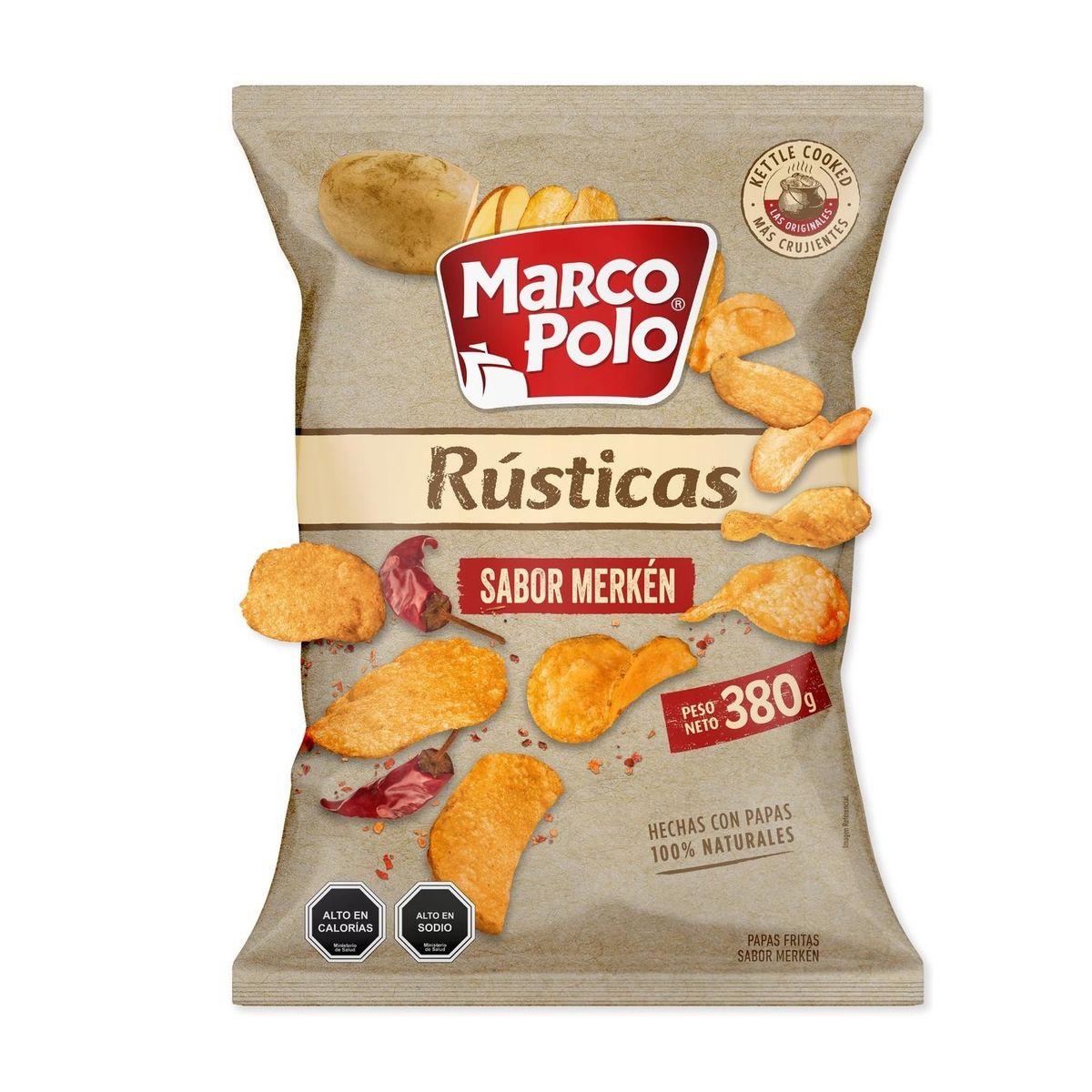 MARCO POLO - Papas Fritas Rústicas Sabor Merkén XL Marco Polo 380 g