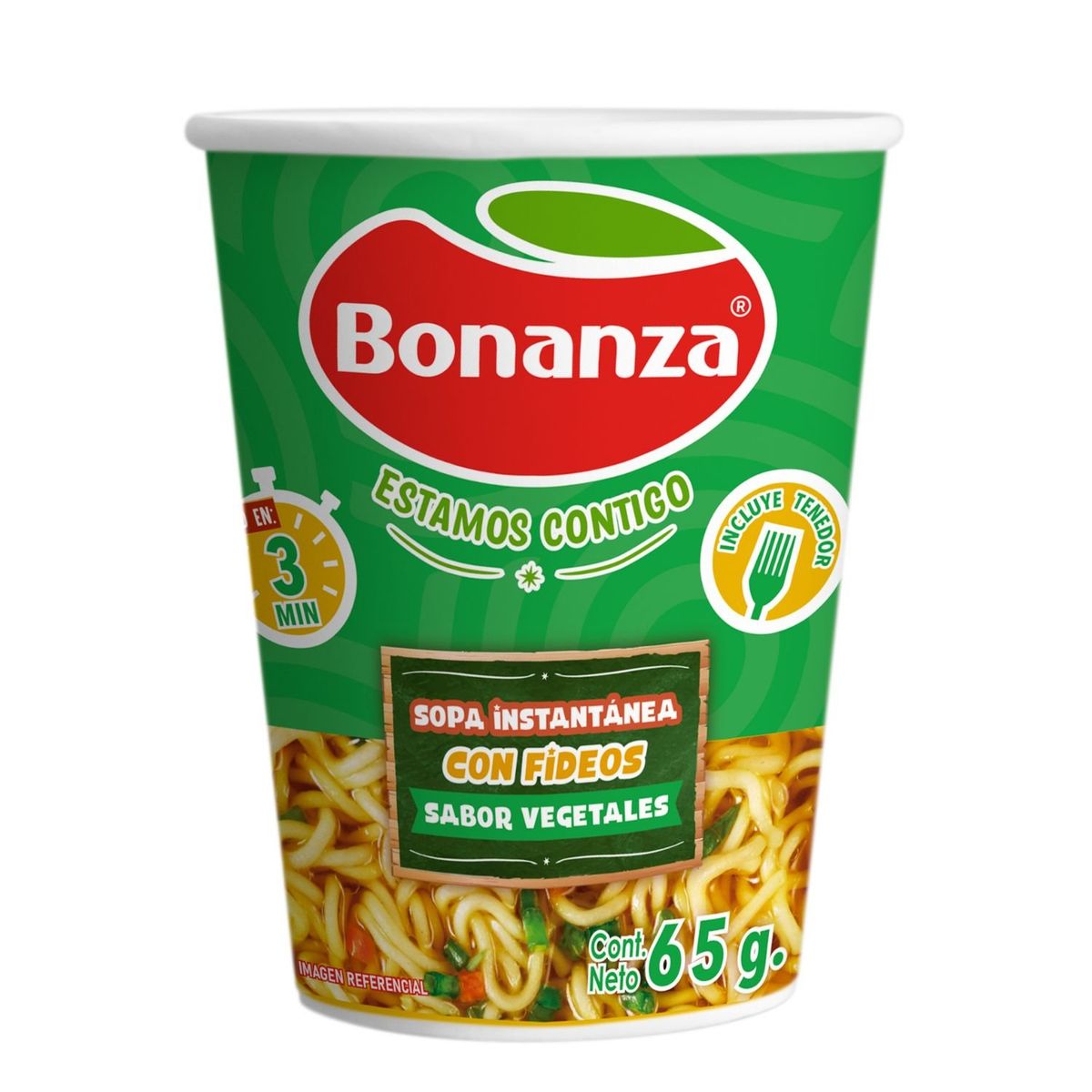 BONANZA - Sopa Instantánea con Fideos Sabor Verdura Bonanza 65 g