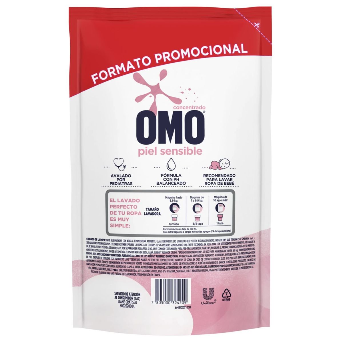 OMO - Detergente Líquido Hipoalergénico Piel Sensible Omo 800 ml