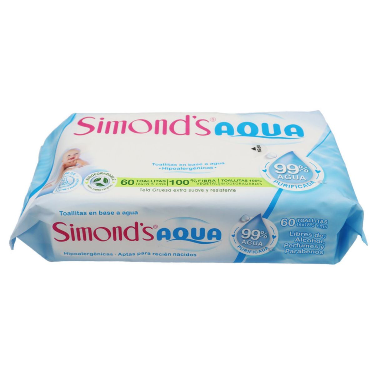 SIMONDS - Toallitas Húmedas Simonds Agua 60 Un