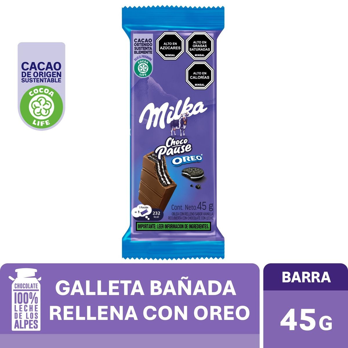 MILKA - Galleta Oblea Milka Chocopause Oreo 45 g