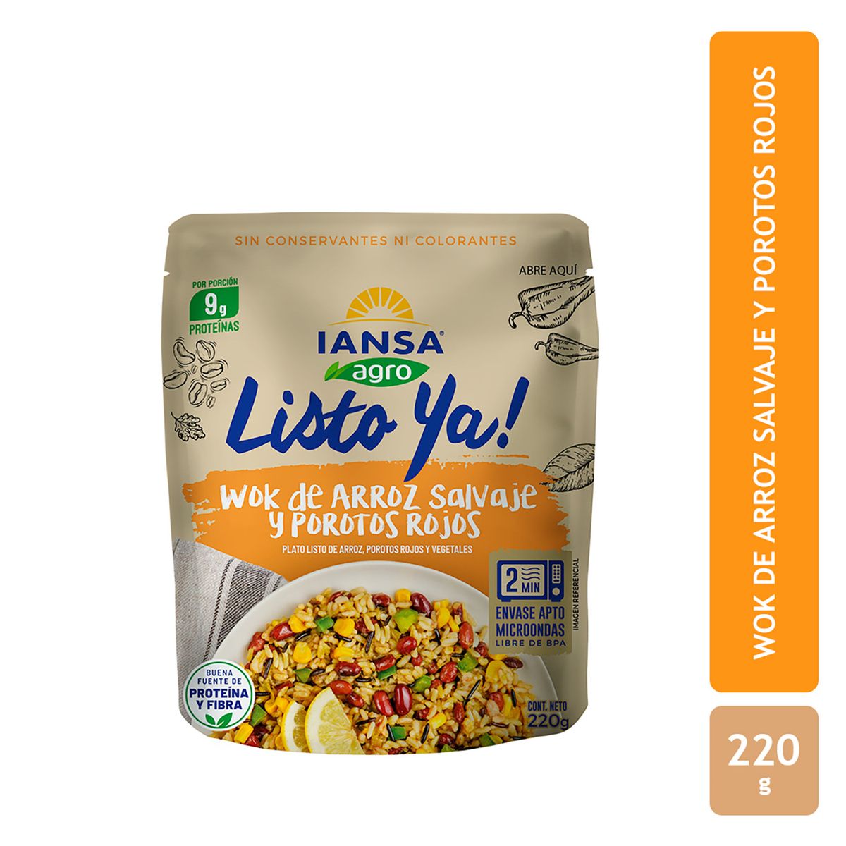IANSA AGRO - Wok de Arroz Salvaje y Porotos Rojos Listo Ya! Iansa Agro 220 g
