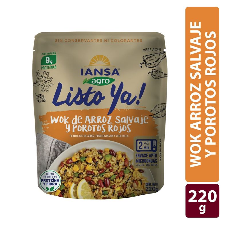 IANSA AGRO - Wok de Arroz Salvaje y Porotos Rojos Listo Ya! Iansa Agro 220 g