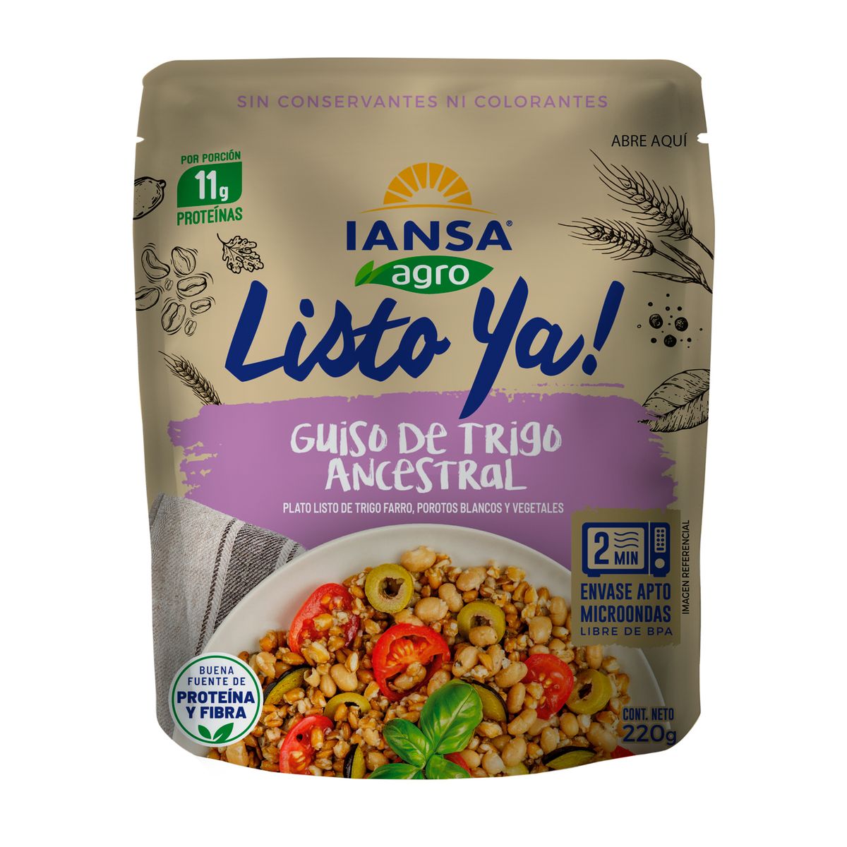 IANSA AGRO - Guiso de Trigo Ancestral Listo Ya! Iansa Agro 220 g