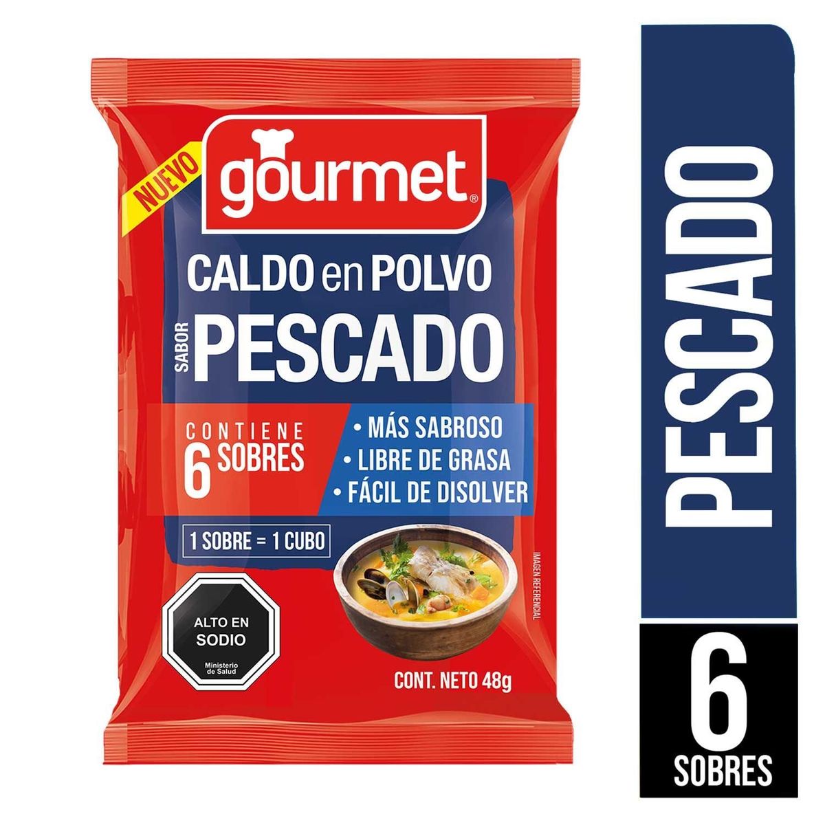 GOURMET - Caldo en Polvo Sabor Pescado Gourmet 6 Un 48 g