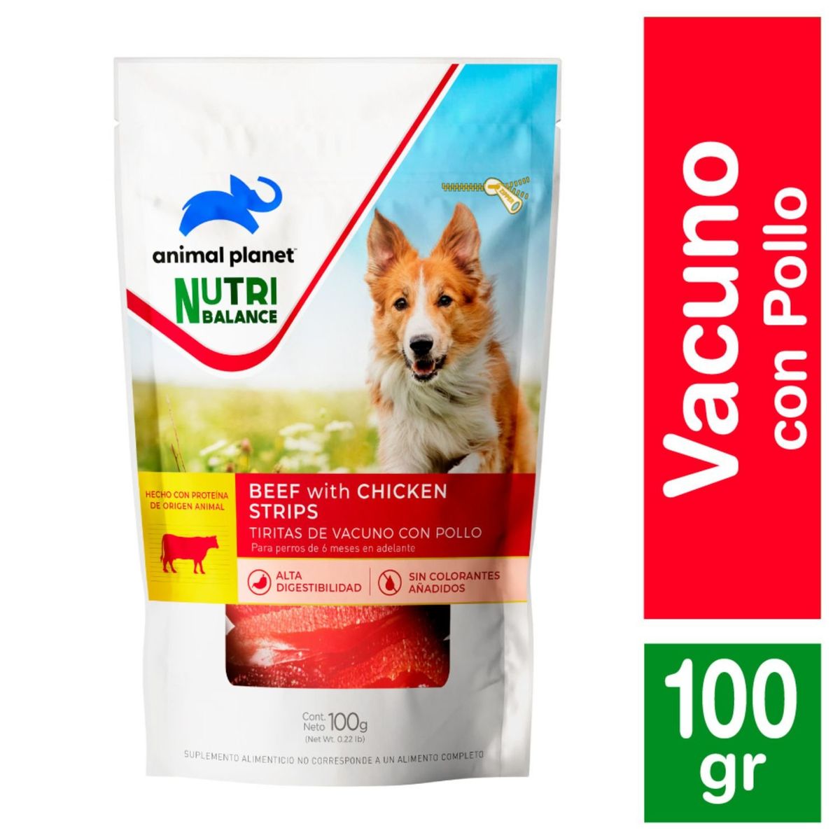 ANIMAL PLANET - Snack para Perros Tiritas de Vacuno con Pollo Animal Planet 100 g