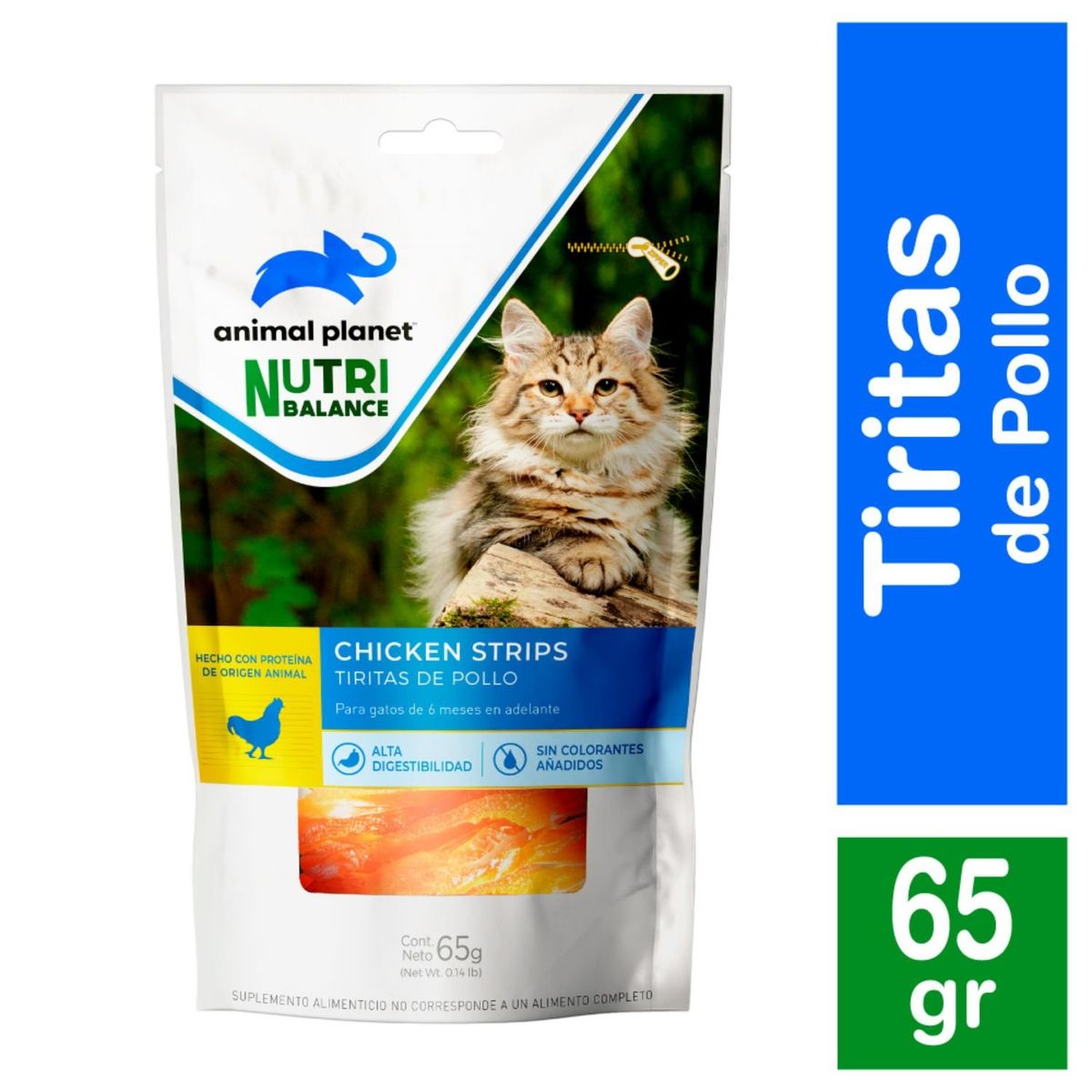 ANIMAL PLANET - Snack para Gatos Tiritas de Pollo Animal Planet 65 g