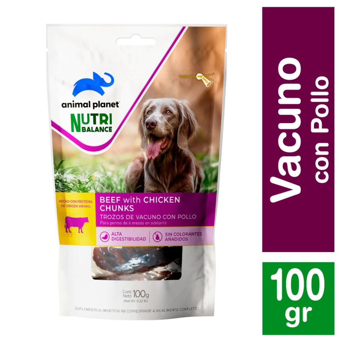 ANIMAL PLANET - Snack para Perros Trozos de Vacuno con Pollo Animal Planet 100 g