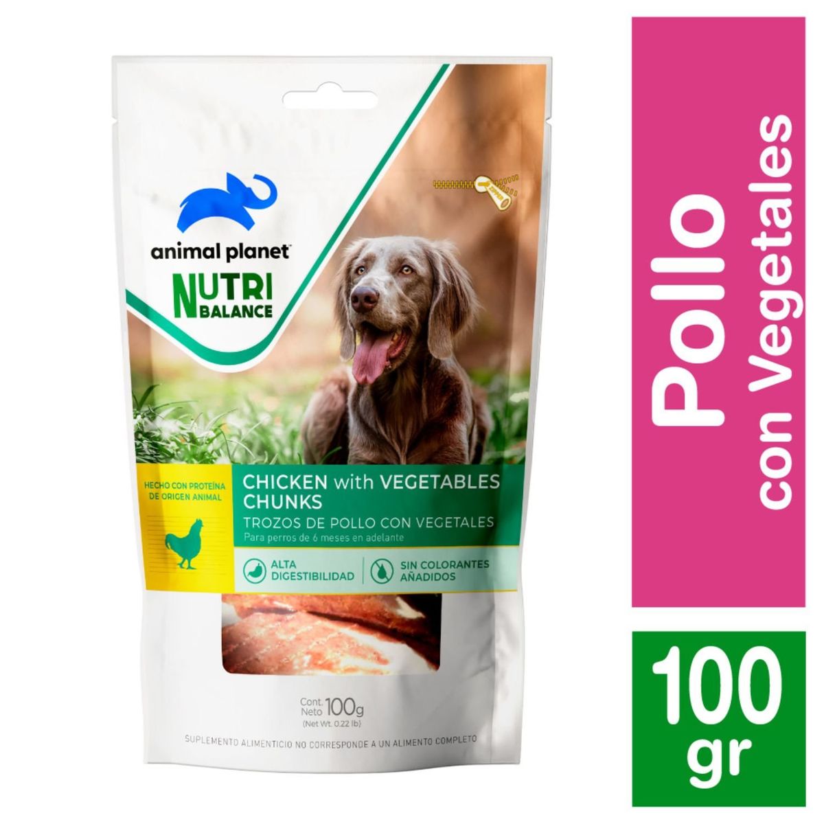 ANIMAL PLANET - Snack para Perros Trozos de Pollo con Vegetales Animal Planet 100 g