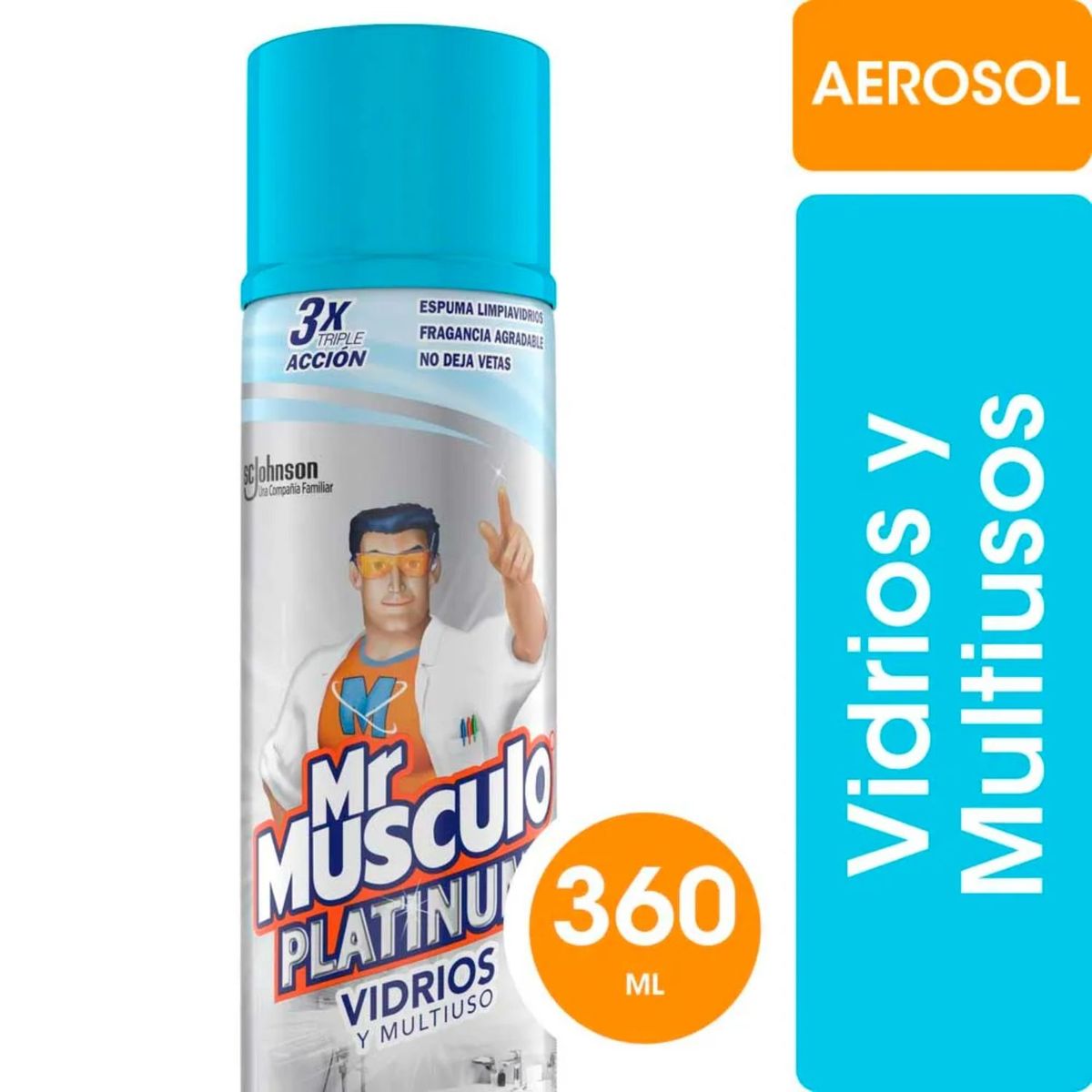 MR.MUSCULO - Limpia Vidrios y Multiusos Platinum Mr. Musculo 360 ml