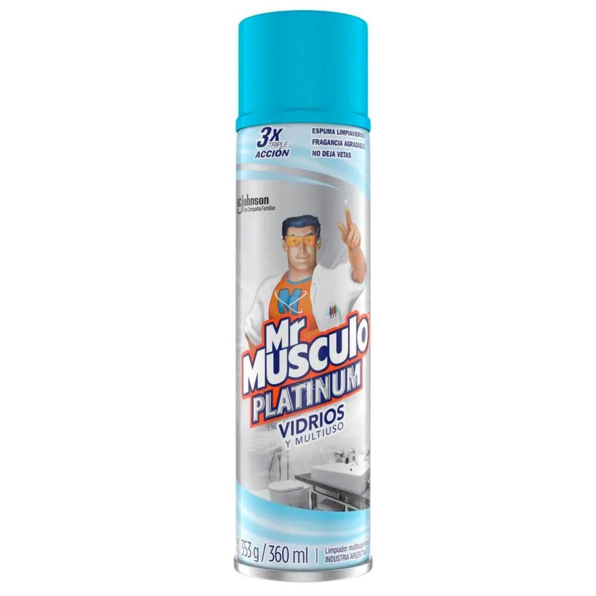  - Limpia Vidrios y Multiusos Platinum Mr. Musculo 360 ml
