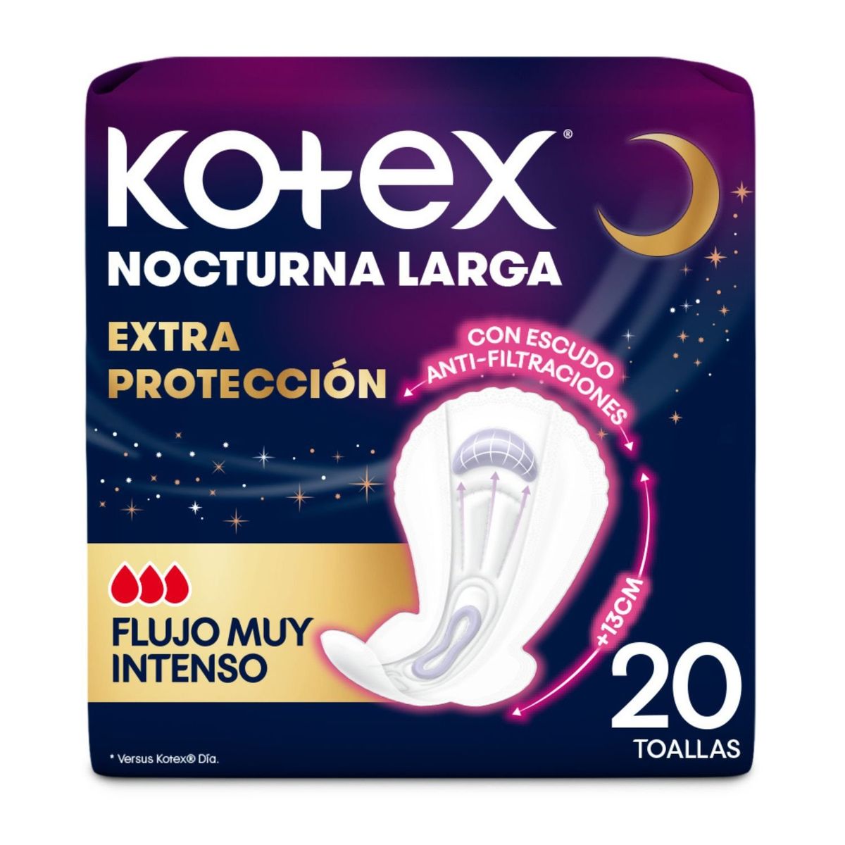 KOTEX - Toallas Higiénicas Nocturnas Kotex Extra Protección 20 Un
