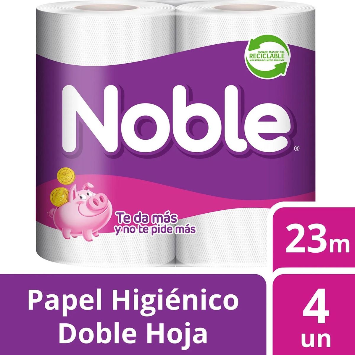 NOBLE - Papel Higiénico Noble Doble Hoja 4 x 23 mts