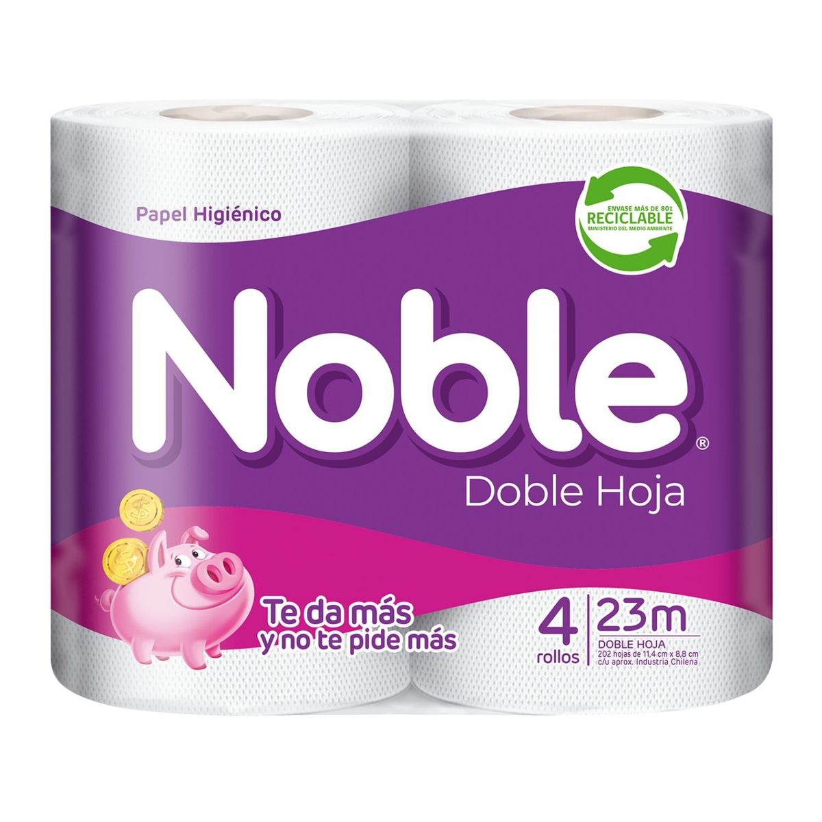 NOBLE - Papel Higiénico Noble Doble Hoja 4 x 23 mts