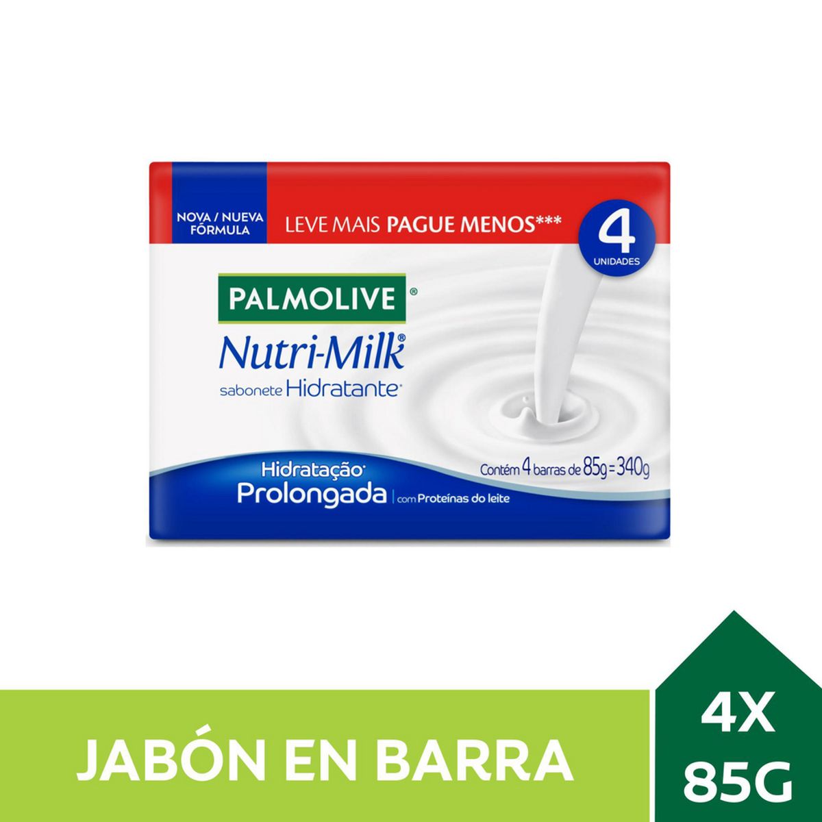 PALMOLIVE - Pack Jabón de Tocador Palmolive Nutri Milk Hidratación Prolongada 4 x 85 g