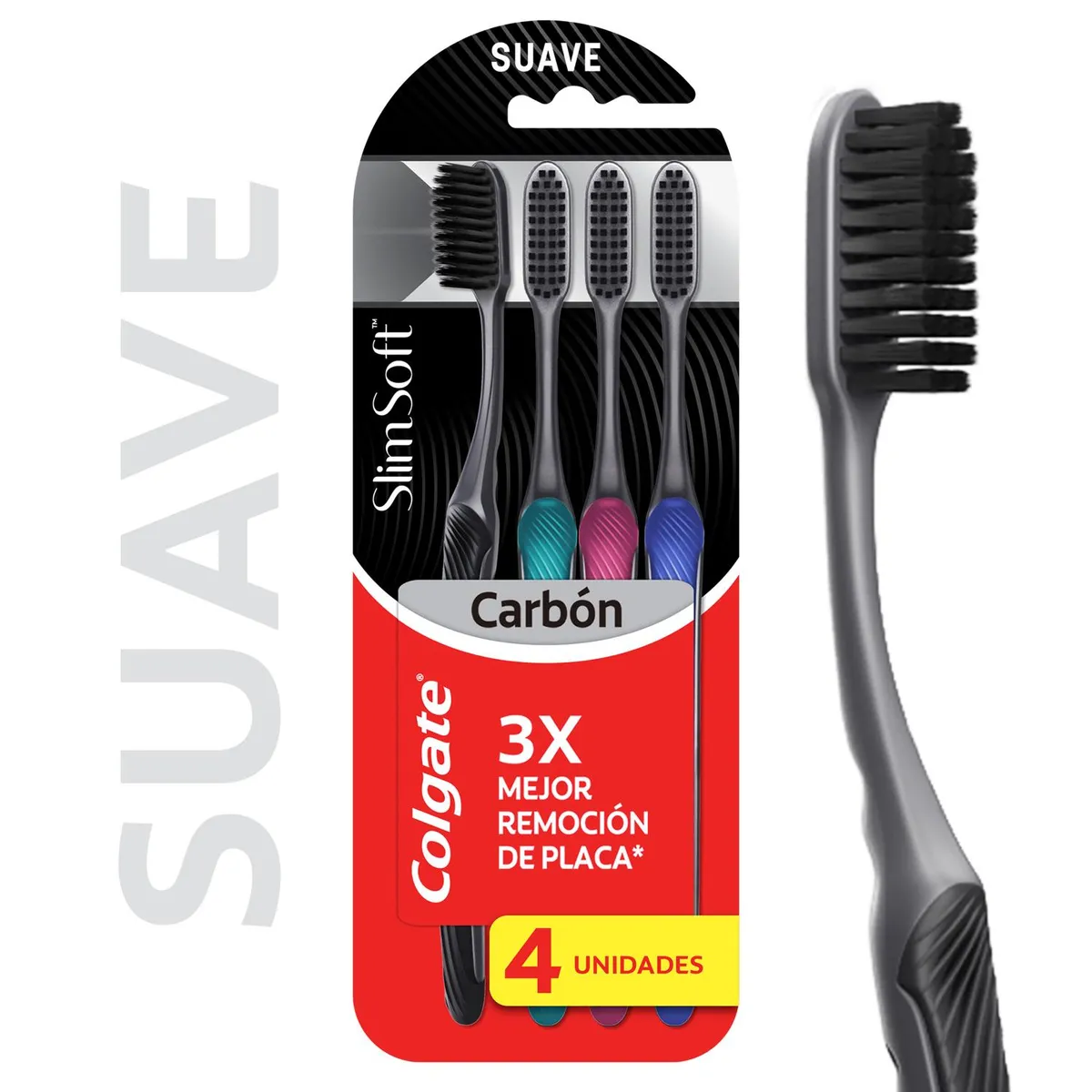 COLGATE - Pack Cepillo de Dientes Colgate Slim Soft Black 4 un