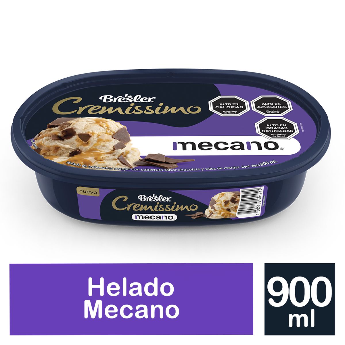 BRESLER - Helado de Leche Cremissimo Mecano Sabor Manjar Cassata Bresler 900 ml