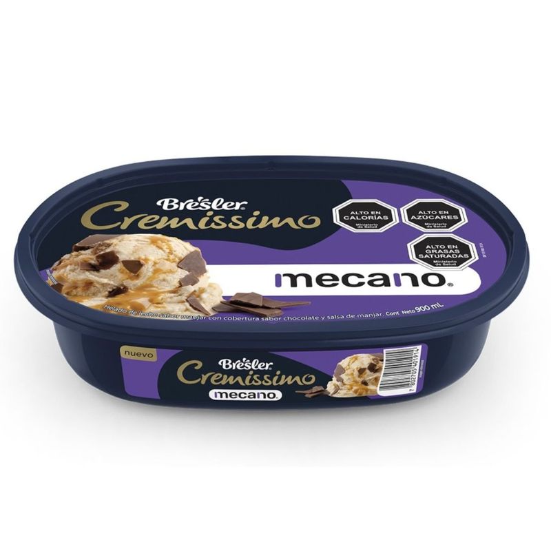 BRESLER - Helado de Leche Cremissimo Mecano Sabor Manjar Cassata Bresler 900 ml