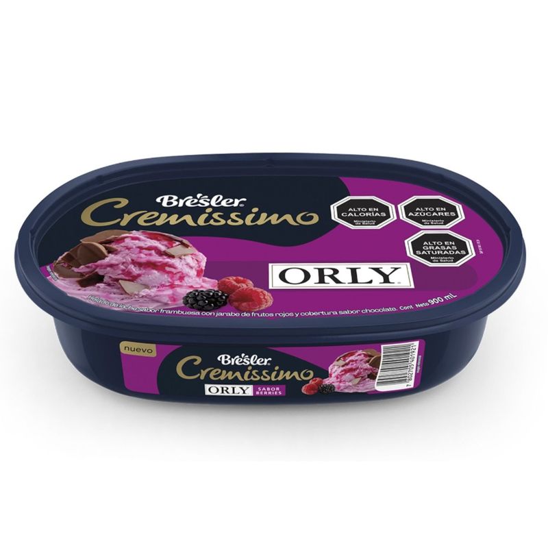 BRESLER - Helado de Leche Cremissimo Orly Sabor Frambuesa Cassata Bresler 900 ml
