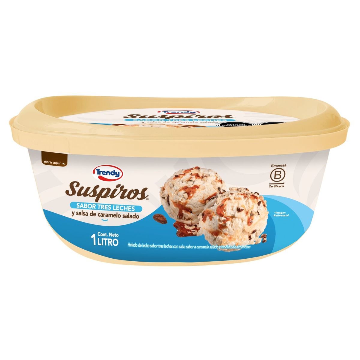 TRENDY - Helado de Leche Suspiros Sabor Tres Leche Cassata Trendy 1 Lt