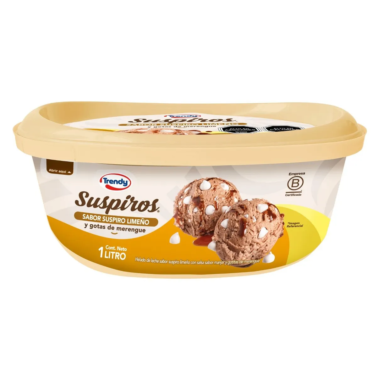 TRENDY - Helado de Leche Suspiros Sabor Suspiro Limeño Cassata Trendy 1 Lt