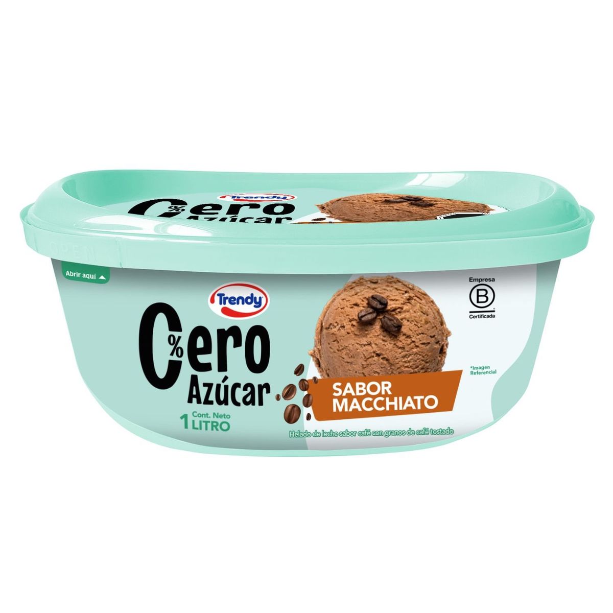 TRENDY - Helado de Leche Sabor Macchiato 0% Azúcar Cassata Trendy 1 Lt