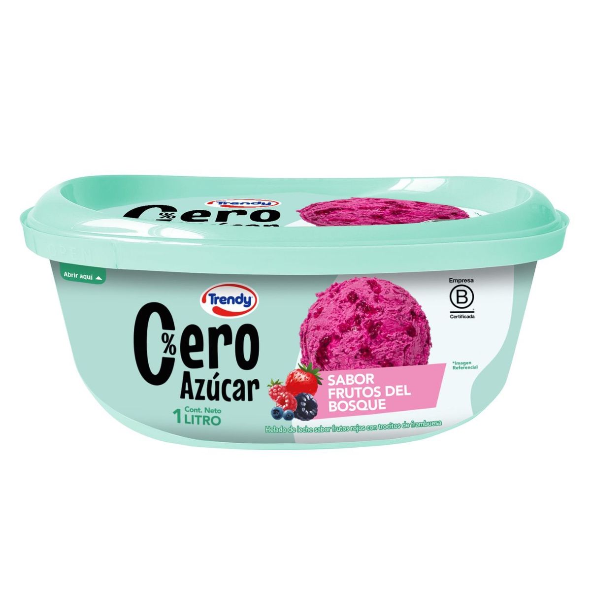 TRENDY - Helado de Leche Sabor Frutos del Bosque 0% Azúcar Cassata Trendy 1 Lt