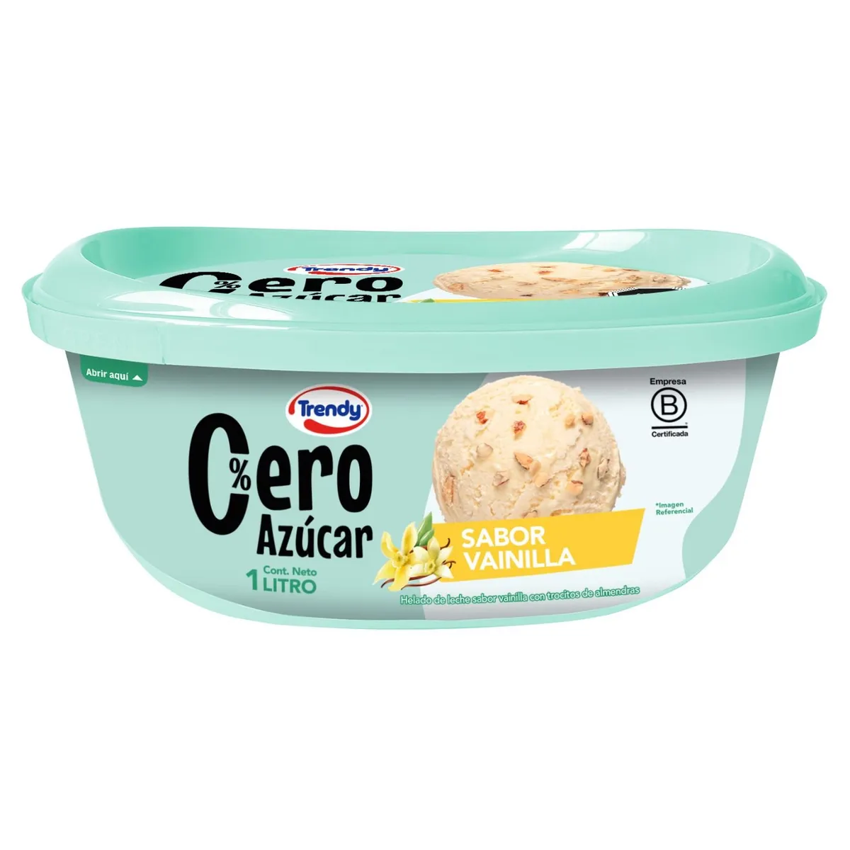 TRENDY - Helado de Leche Sabor Vainilla 0% Azúcar Cassata Trendy 1 Lt