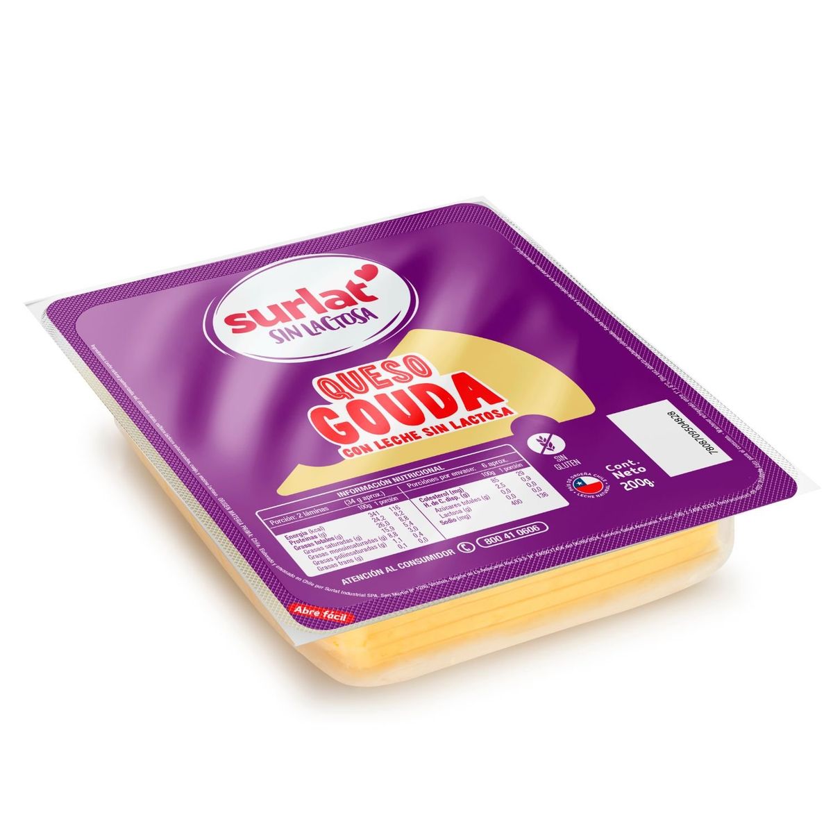 SURLAT - Queso Gauda Laminado Sin Lactosa Surlat 200 g