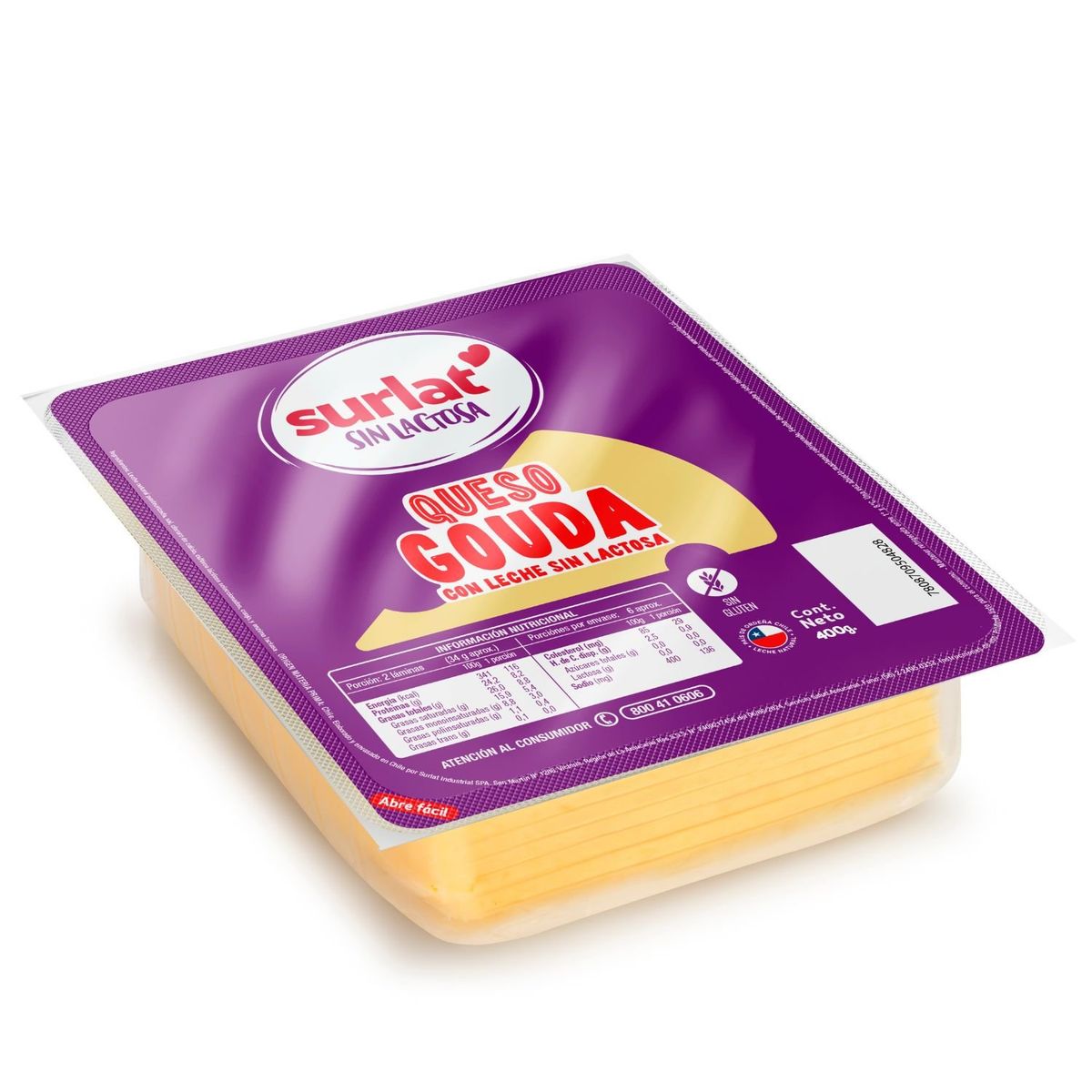 SURLAT - Queso Gauda Laminado Sin Lactosa Surlat 400 g