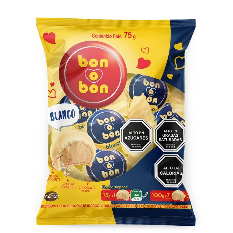 ARCOR - Bombones Bon o Bon Blanco 75 g