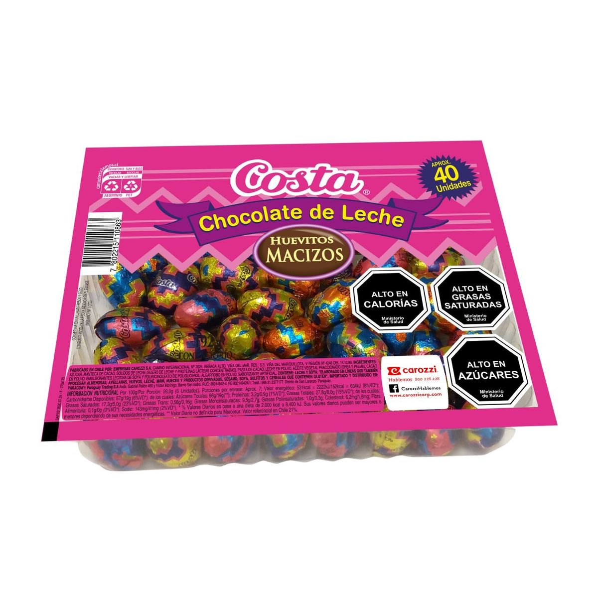 COSTA - Huevitos de Chocolate con Leche Macizos Bandeja Costa 192 g