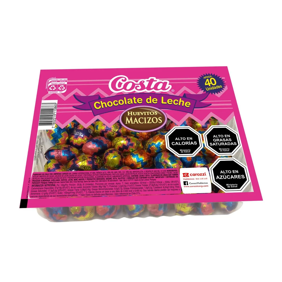 COSTA - Huevitos de Chocolate con Leche Macizos Bandeja Costa 192 g