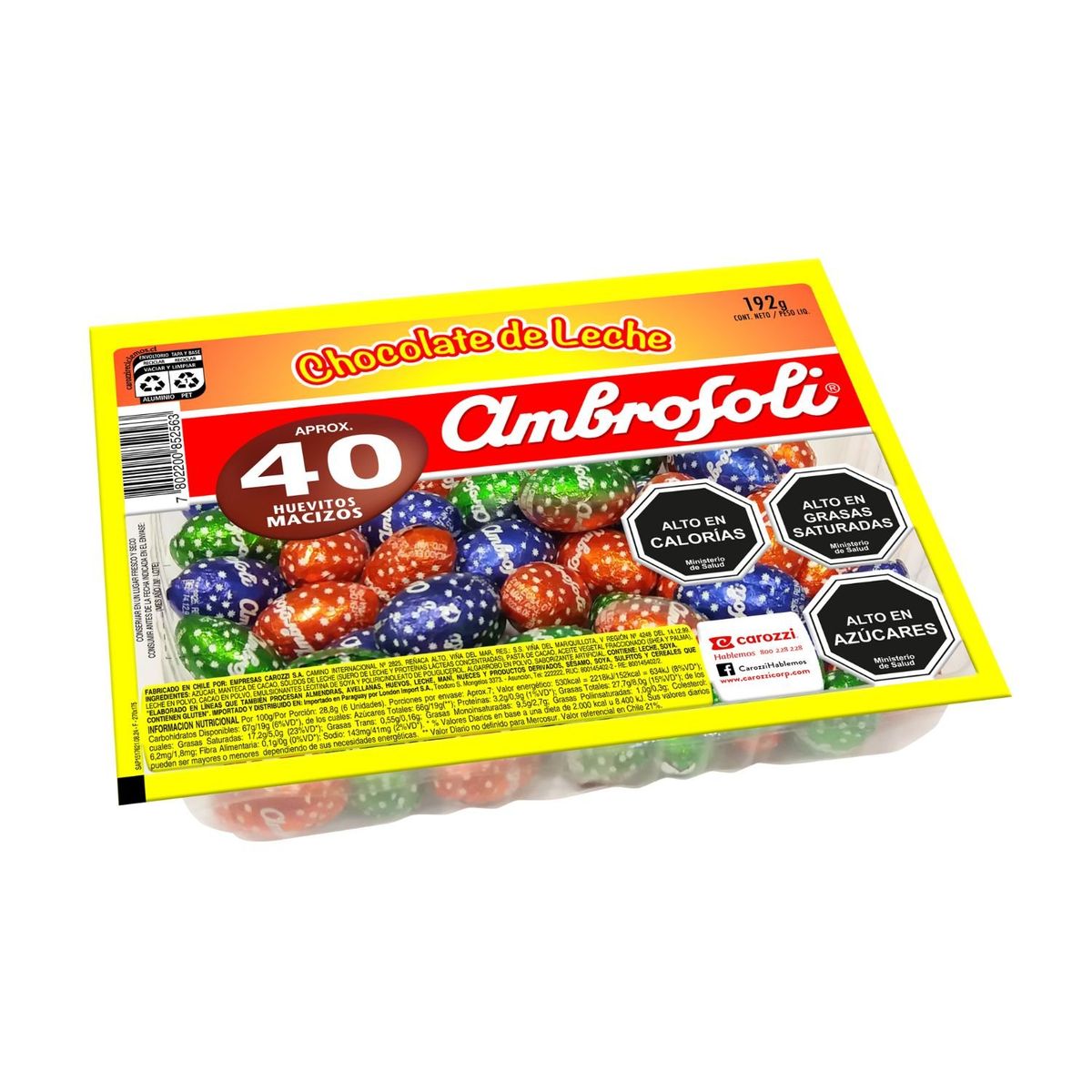  - Huevitos de Chocolate Macizos Bandeja Ambrosoli 192 g