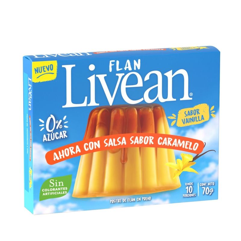 LIVEAN - Flan Sabor Vainilla con Salsa de Caramelo Livean 70 g