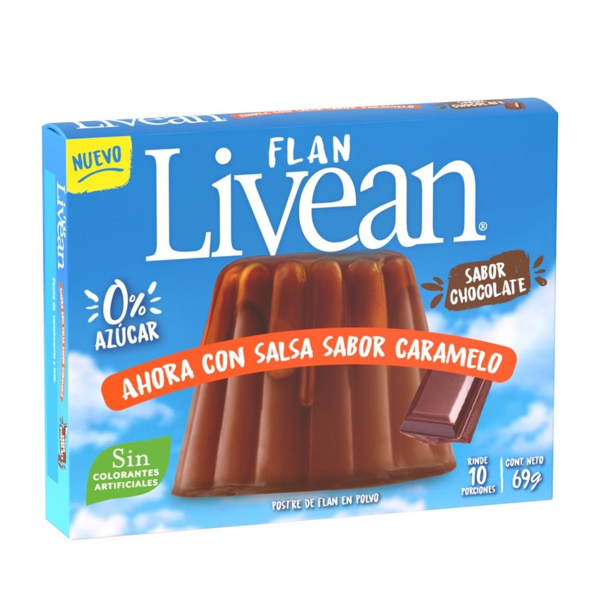 LIVEAN - Flan Sabor Chocolate con Salsa de Caramelo Livean 69 g