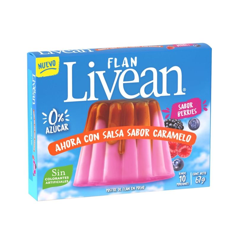 LIVEAN - Flan Sabor Berries con Salsa de Caramelo Livean 67 g