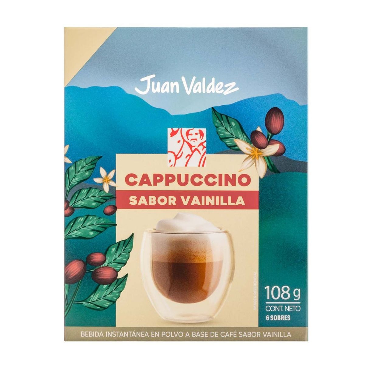 JUAN VALDEZ - Café Instantáneo en Polvo Cappucino Vainilla Juan Valdez 6 Sobres