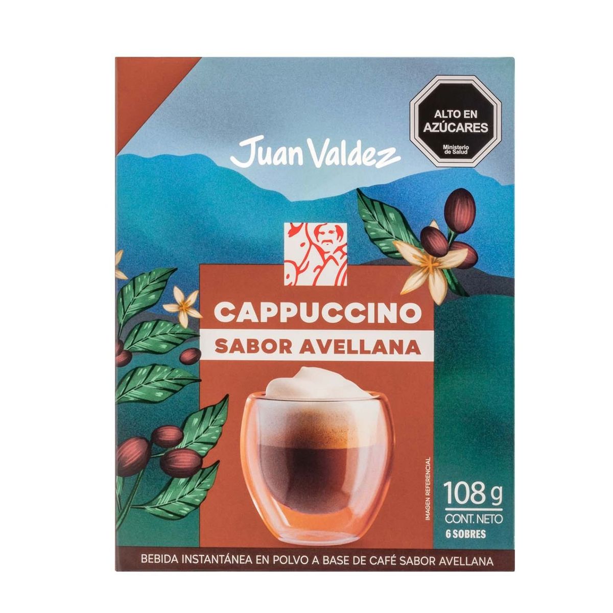 JUAN VALDEZ - Café Instantáneo en Polvo Cappucino Avellana Juan Valdez 6 Sobres